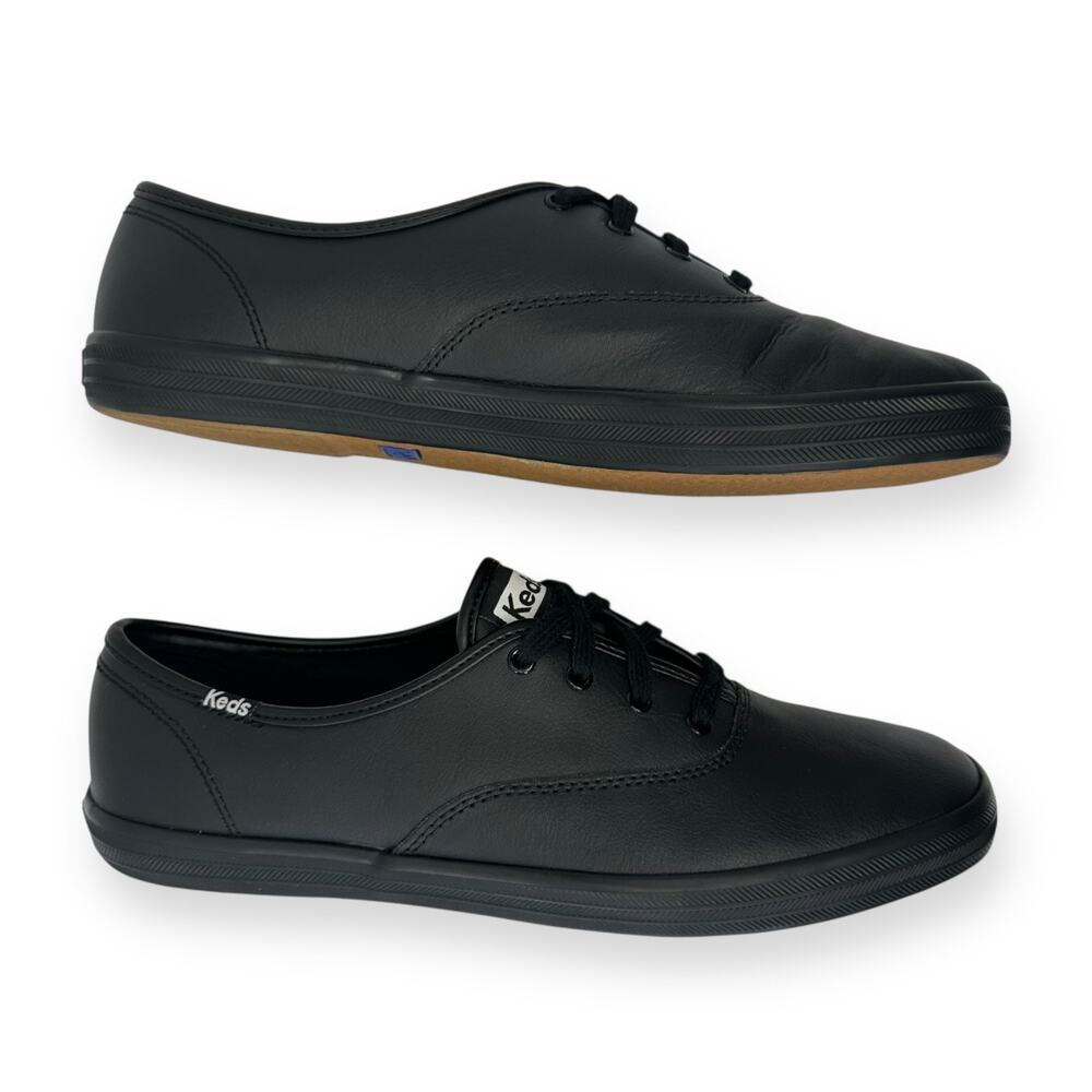 Keds Women's Champion Originals Leather Lace-Up Sneaker Size 9.5 Black - Picture 5 of 11